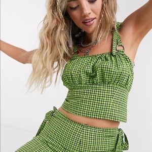 Ragged priest gingham green top strappy cami